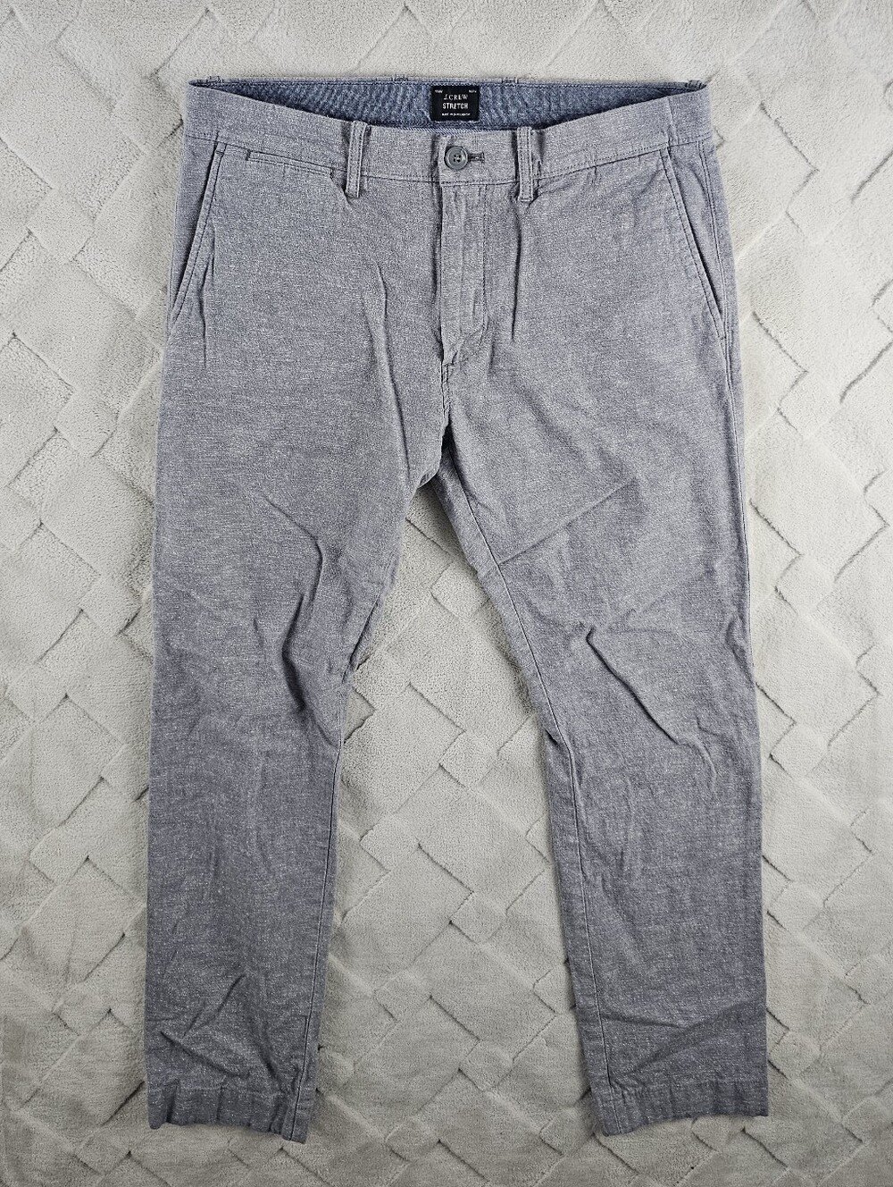 J. Crew 484 Slim Fit Chino Pant in stretch slub Mens 30x29 Gray Flat Front